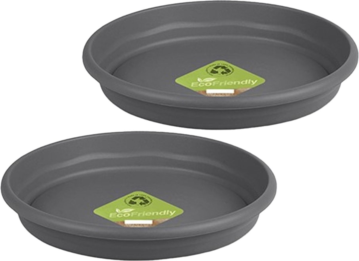 Hega Hogar Opvangschaal/onderschaal voor bloempot/plantenpot - 2x - Flori - lichtgrijs - Dia 29 cm