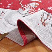 Tafelloper Kerstmis 35 x 180 cm afwasbaar antifouling polyester kerstloper eettafel hartstuk placemats winter voor winterse kerstdecoratie (rood)