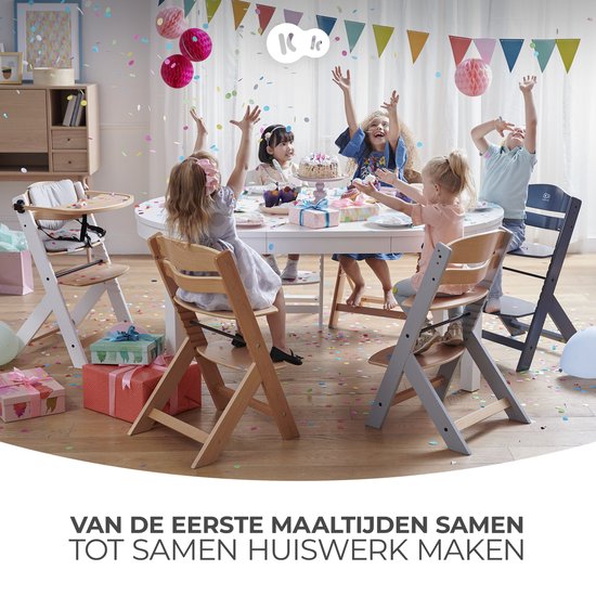 Kinderkraft ENOCK - Houten Kinderstoel 3-in-1 - met Kussenset - Hoge babystoel - Hoogte verstelbaar in 5 niveaus - 3-punts gordels, - Tot 10 jaar - Grijs van Kinderkraft — afbeelding 5