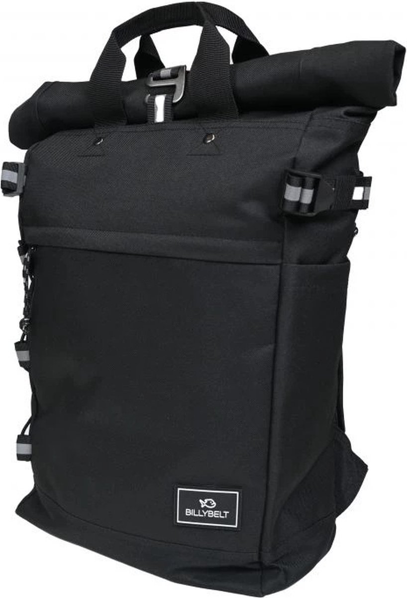 Billybelt - "Rolltop" Black- roltop rugzak - Reflecterende strips - laptop tot 14 inch - 25 tot 30 liter - zwart - optimaal comfort