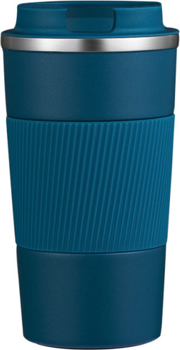 Koffiebeker -Thermobeker RVS 380 ML Donkerblauw - Theebeker - To Go - Travel Mug