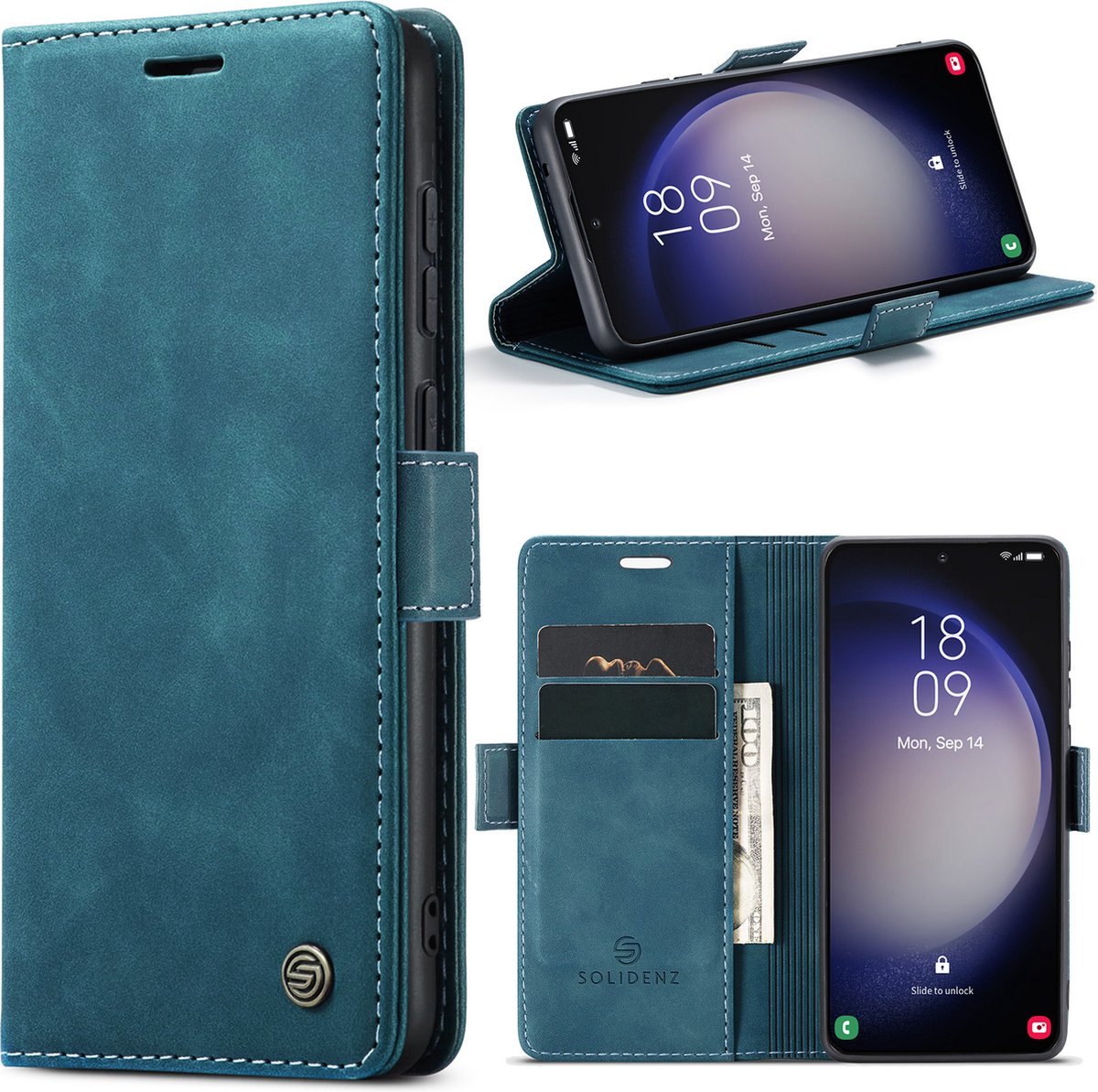 Solidenz Hoesje - Geschikt voor Samsung Galaxy S23 - Urban Book - Blauw