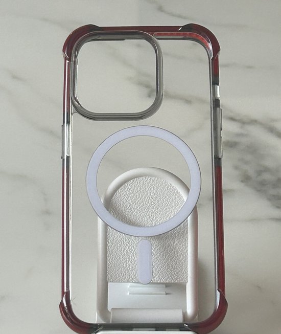 Coque arrière magnétique anti-choc de qualité Premium - Chargement sans fil - Convient pour Apple iPhone 15 Pro - Rouge