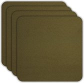 ASA Selection Onderzetters - Soft Leather - Khaki - 10 x 10 cm - 4 Stuks