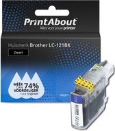 PrintAbout huismerk Inktcartridge LC-121BK Zwart geschikt voor Brother