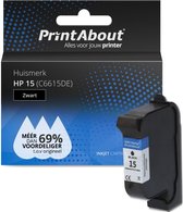 PrintAbout huismerk Inktcartridge 15 (C6615DE) Zwart geschikt voor HP