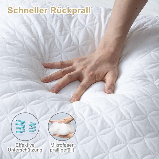 Welldora Premium Hoofdkussen 80×80 Cm - 100% Natuurlijke Dons En Veren Ergonomisch Neksteunkussen Medisch Getest Oeko Tex Gecertificeerd Hoofdkussen Nekklachten