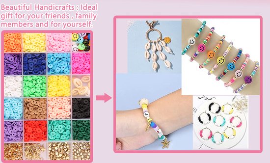 5000 Pièces Perles pour Bijoux DIY Bracelet Coloré, Perles Heishi pour la  Fabrication