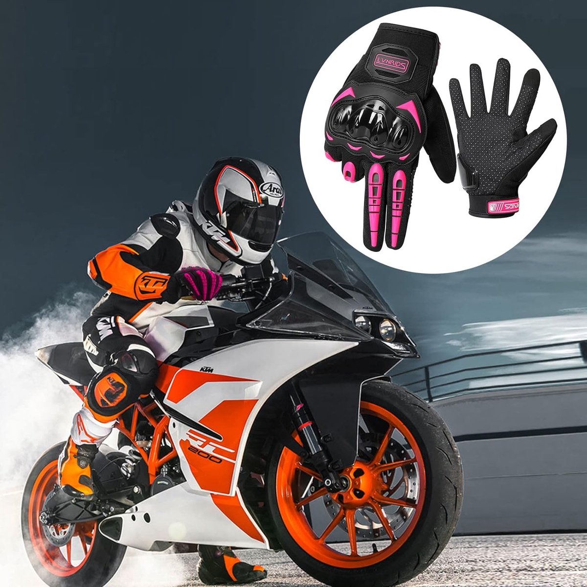 GES Motorhandschoenen Heren Full Finger Touchscreen ATV Motocross Racing Handschoenen (bruin, M