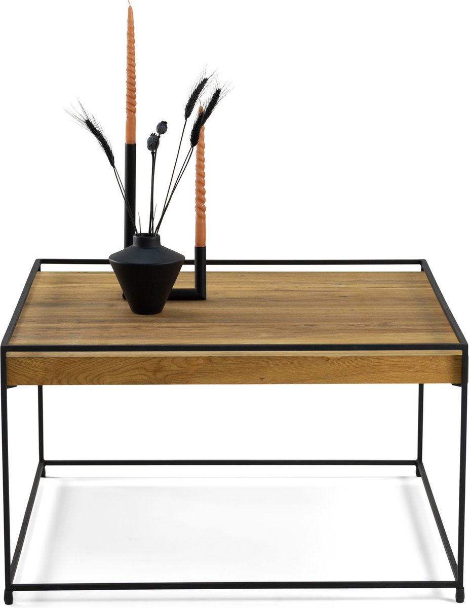 Torna Design THIN WOOD 80 Salontafel - Zwart / Eiken Naturel