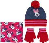 Disney Minnie Mouse 3-delig winterset - muts/handschoenen/nek warmer - rood - voor kinderen