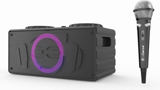 Foto: Idance dj303 party speaker draadloos bluetooth speaker dj set draaitafel 2 mixers karaoke set 200 watt diepe bass inclusief microfoon