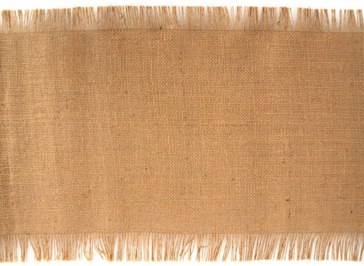 Chaks Jute tafelloper - 2x - 29 x 500 cm - beige - met franjes - Thema antiek/romantisch - Tafeldecoratie versieringen