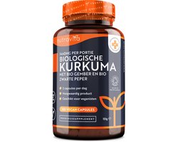 Nutravita Biologische Kurkuma 1440mg Hoge Sterkte met Zwarte Peper en Gember - 180 Vegan Capsules - 3 Maanden Voorraad - Turmeric Voedingssupplementen met Curcumine