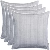 Outdoor Garden Cushion Decorative Cushion with Piping - Linen Look Plain Dirt and Water-Repellent with Zip - 45 x 45 cm - Set of 4 - Light Grey