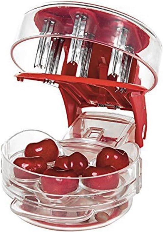 Cherry Stoner Remover Multi Cherry Pitter Cherry Stone zaden verwijderen kern eenvoudig met handvat drukken 6 kersen pitter rood