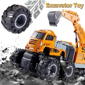 HERSITY graafmachine voor kinderen, bouwplaatsvoertuigen met beweegbare schop op wrijving metalen vrachtwagen speelgoedcadeau voor kinderen jongens meisjes 3-5 jaar