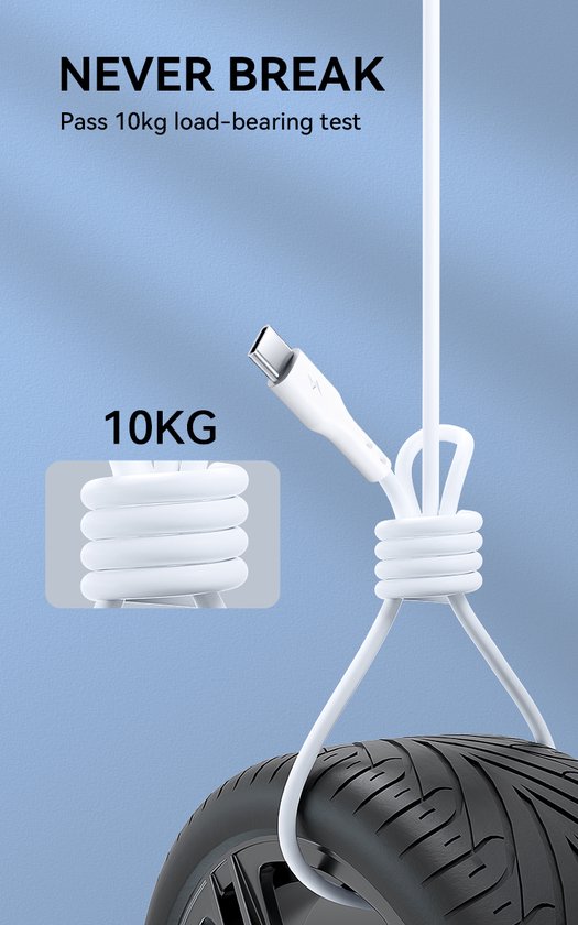 MG - Adaptateur USB avec câble - 2,4 A - Chargeur rapide avec câble - 2x Port USB avec câble de 1 m - USB vers Type-C - Wit