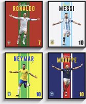 Legendarische Voetbalsterren 4-Luik Poster Set - Goal Collection - Messi, Neymar, Mbappé en Ronaldo - Posters - 43,2x61 cm (A2+)