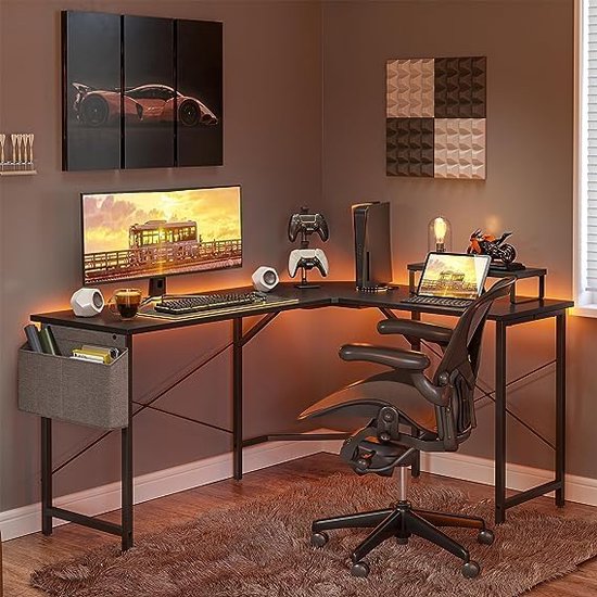 Laptoptafel, thuiskantoor, bureau, eenvoudige montage, metalen frame, ‎120 x 120 x 75 cm