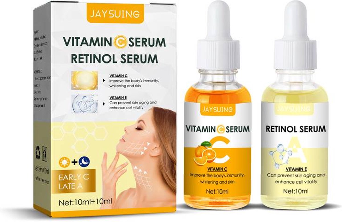 Retinol Boost Serum (20 ml), anti-veroudering gezichtsserum met Retinol - Vitamine C - Vitamine E - Hyaluronzuur