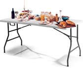 klaptafel, campingtafel, tuintafel, vouwtafel, eettafel, bijzettafel, markttafel, wit (152 x 72 x 74 cm)