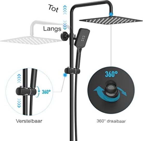 vidaXL Système de Panneau de Douche Aluminium Mat Noir vidaXL Système de Panneau de Douche Aluminium Mat Noir