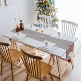 tafelloper 180cm 3D Zweedse tomte kerstman tafelkleed thematafel vlag afdekking voor Kerstmis vakantie party tafeldecoratie katoen linnen tafelloper (grijs)