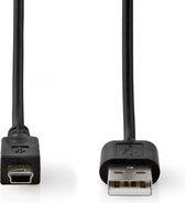Nedis USB-Kabel - USB 2.0 - USB-A Male - Mini 5-Pin Male - 480 Mbps - Vernikkeld - 2.00 m - Rond - PVC - Zwart - Label