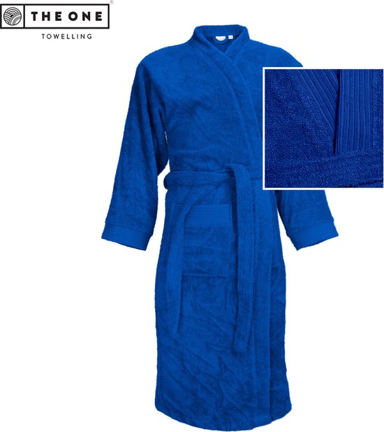 The One Towelling Badjas - L/XL - Zachte kamerjas - Vocht absorberend - 100% Gekamd badstofkatoen - Koningsblauw