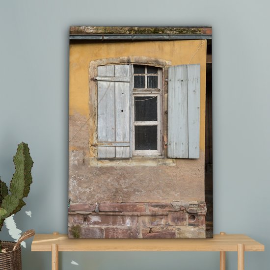 Ancienne fenêtre aux volets anciens en toile 2cm 40x60 cm - Tirage photo sur toile (Décoration murale salon / chambre)