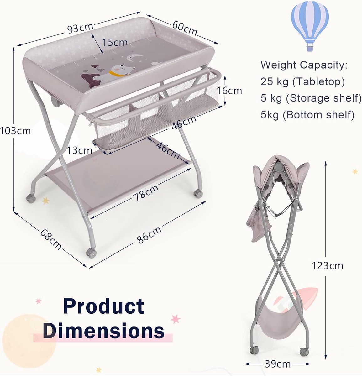Mediclinics babyverzorgingstafel verticaal, wit