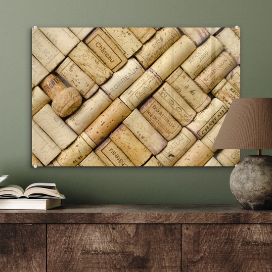 MuchoWow® Peinture sur Verre - Bouchons soigneusement posés - 60x40 cm - Peintures sur Verre Acrylique - Photo sur Glas