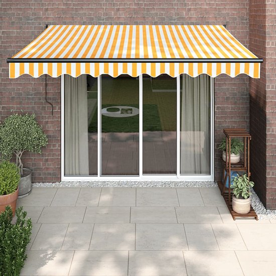 vidaXL - Store banne - automatique - extensible - 3x2,5 - m - jaune - et - blanc