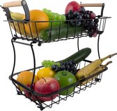 Nimma Fruitschaal - 2 Lagen - Stalen Fruitmand - Etagere voor Fruit - Zwart