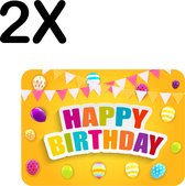 BWK Stevige Placemat - Happy Birthday - Vlaggen - Balonnen - Set van 2 Placemats - 40x30 cm - 1 mm dik Polystyreen - Afneembaar