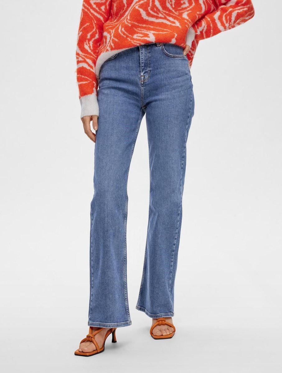 Selected Femme Tone HW Mid Blue Bootcut Jeans 