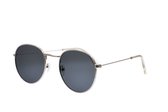 Hidzo Ronde Zonnebril Zilver - UV 400 - Zwarte Glazen - Inclusief Brillenkoker