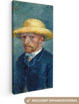 Canvas Schilderij Zelfportret met hoed - Vincent van Gogh - 40x80 cm - Wanddecoratie