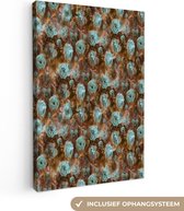 Tableau sur toile Roses - Aquarelle - Blauw - 20x30 cm - Décoration murale