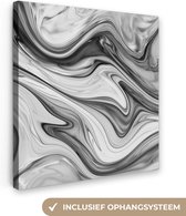 Canvas Schilderij Marmer - Patronen - Grijs - Marmerlook - Zwart - 20x20 cm - Wanddecoratie