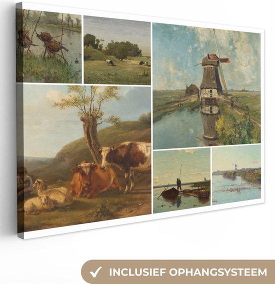 Oude Meesters Canvas - 90x60 - Canvas Schilderij - Collage - Nederland - Kunst