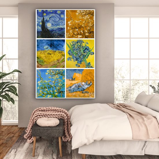 Oude Meesters Canvas - 120x180 - Canvas Schilderij - Van Gogh - Collage - Sterrennacht