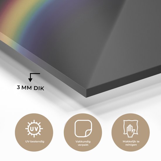 ® Glasschilderij 60x40 cm - Schilderij acrylglas - Een regenboog tegen een zwarte achtergrond - Foto op glas - Muurdecoratie woonkamer - Wanddecoratie slaapkamer - Schilderijen