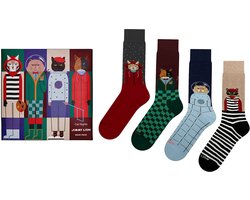 Jimmy Lion unisex giftbox 4P sokken cat nights multi