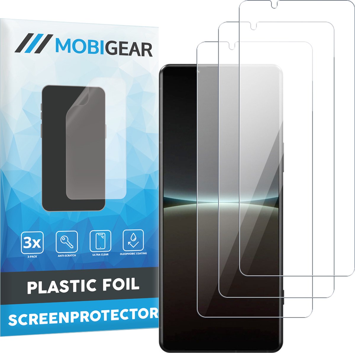 Mobigear Screenprotector geschikt voor Sony Xperia 5 IV | Mobigear Screenprotector Folie - Case Friendly (3-Pack)