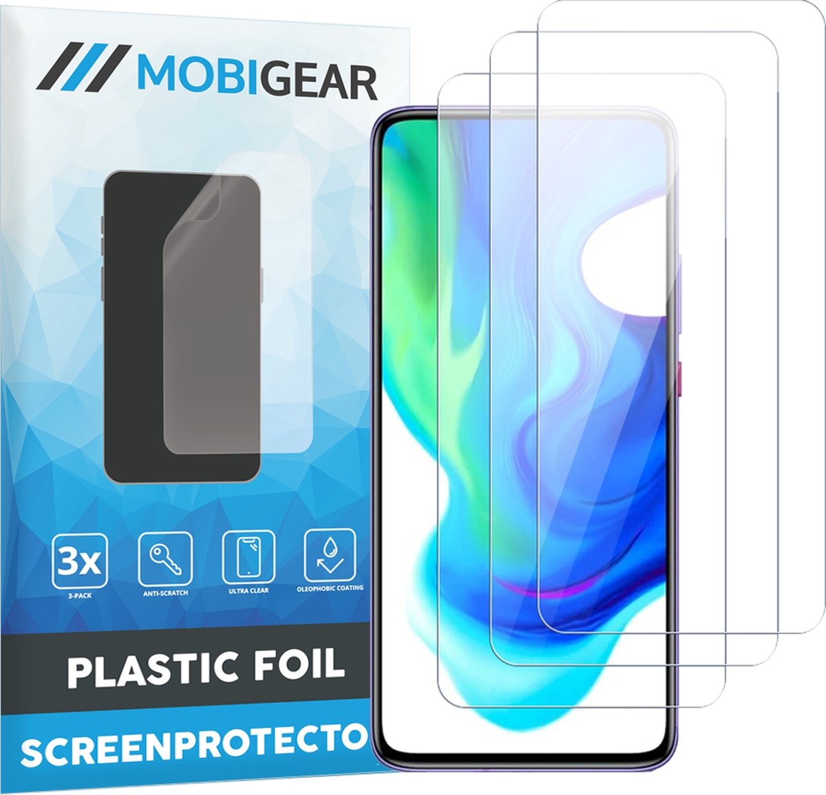 Mobigear Screenprotector geschikt voor POCO F2 Pro | Mobigear Screenprotector Folie - Case Friendly (3-Pack)
