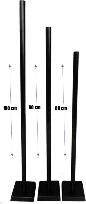 Kandelaar - Set 3 stuks XL kandelaars zwart - 100cm 90cm en 80cm - vloerkandelaar - kaarsenstandaard - kaarsenhouder groot - dinerkaarskandelaar