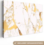 Toile Peinture Marbre - Goud - Wit - Chic - 120x80 cm - Décoration murale