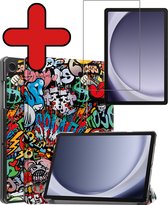 Hoes Geschikt voor Samsung Galaxy Tab A9 Hoes Book Case Hoesje Trifold Cover Met Screenprotector - Hoesje Geschikt voor Samsung Tab A9 Hoesje Bookcase - Graffity